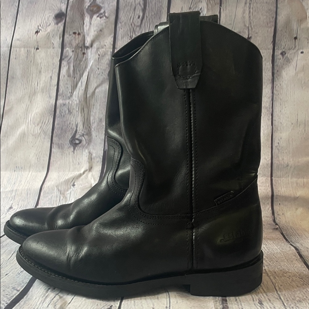 Establo Men’s Black Leather Pull On Classic Western Style Round Toe Size 7